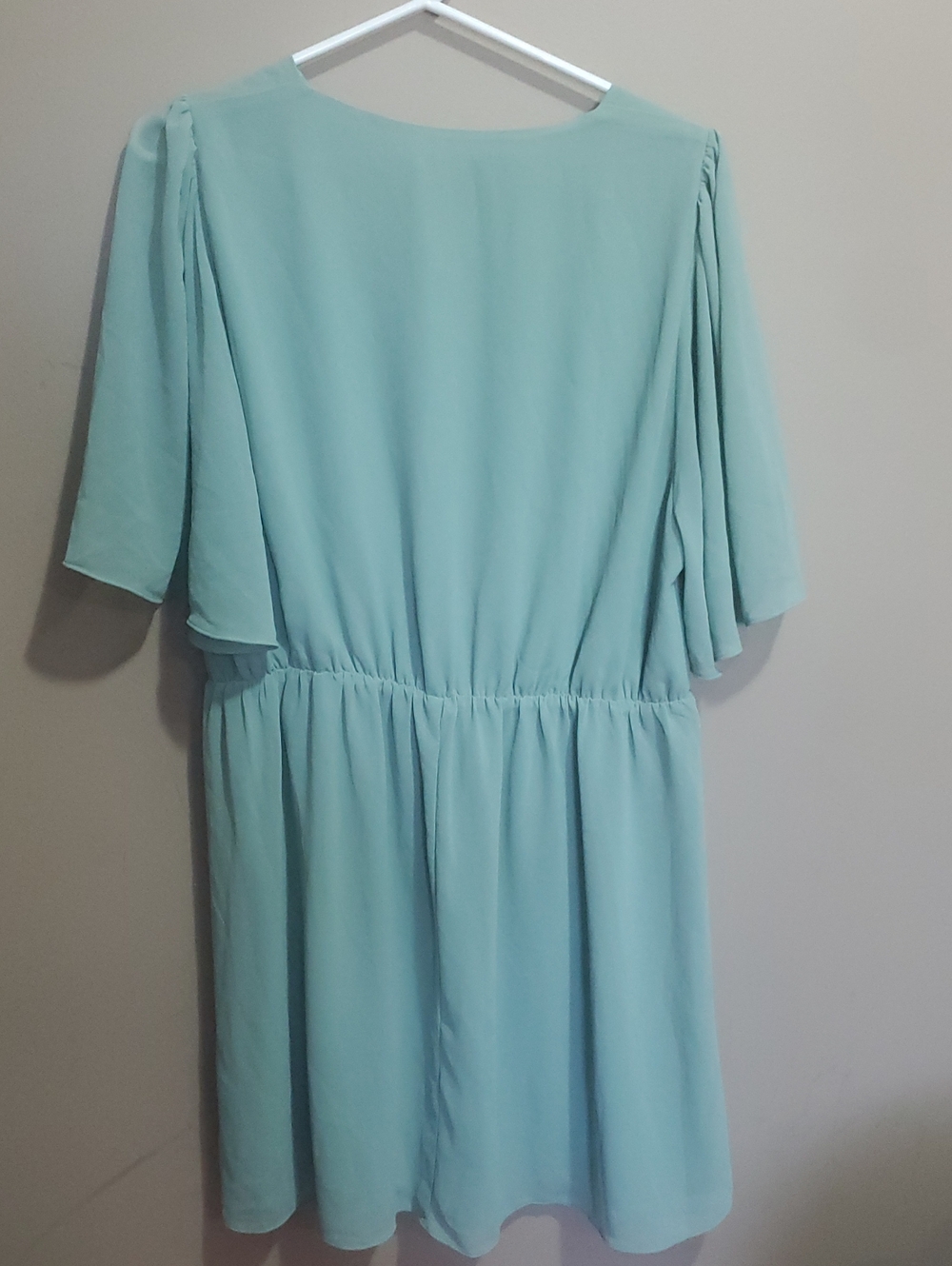 H&M Seafoam Green Flutter Sleeve Lined Dress Size XL